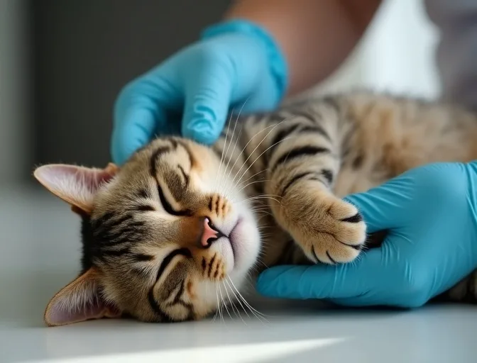 Specialist carefully handling a deceased cat with dignity in Nar Nar Goon